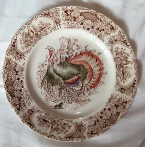 Vintage Johnson Bros England Brown Wild Turkey Native American 27cm Plate Dish - Picture 1 of 6