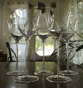 Set of 5 Mikasa Crystal Silver Surf Wine Glasses 8 1/2" Austria - Picture 1 of 7