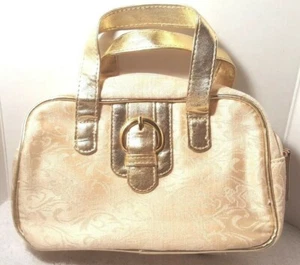CRÈME BROCADE AND GOLD ACCENTS MAKEUP MULTI-PURPOSE BAG POUCH ZIPPERED NWOT - Picture 1 of 5