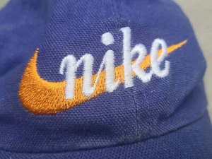 Vintage 90’s Nike Swoosh Logo Hat Blue Retro with the Racing Stripe-- Rare - Picture 1 of 19