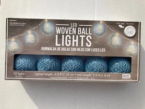 Amscan LED Blue Woven Ball 10 Lights String For Indoor Use Only 4.9 FT New - Picture 1 of 7