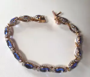 Bracciale tennis Ross Simons oro vermeil argento sterling 7,5" - Foto 1 di 8
