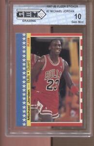 1987-88 Michael Jordan Fleer Sticker #2 Gem Mint 10 Chicago Bulls MVP HOF