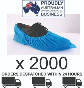Plastic Shoe Covers Overshoes Waterproof CPE Shoe Cover Blue x 20 pack (2000pcs) - Picture 1 of 1