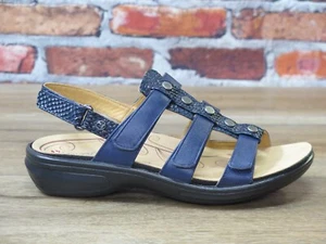 Sandalia para mujer Revere Toledo de cuero con tiras azul marino serpiente/azul *TOLE-NVYSN - Imagen 1 de 6