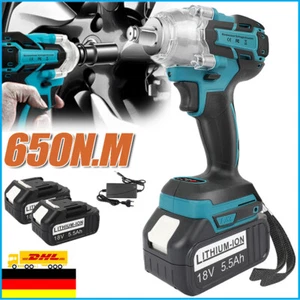 650Nm Akku Schlagschrauber für Makita 18V 2x5,5 Ah Akku + Ladegerät + Koffer LED - Bild 1 von 13