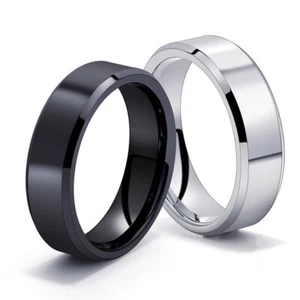 6/8mm Women Mens Thumb Ring Stainless Steel Wedding Band Eternity Ring Brushed - Picture 1 of 23