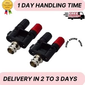 2 BNC Female to Dual Banana Female Socket Binding Post RF Coax Splitter Adapter - Picture 1 of 5