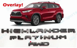 3pc Matte Black HIGHLANDER Platinum AWD OVERLAY Emblem 2020+Toyota Highlander - Bild 1 von 4