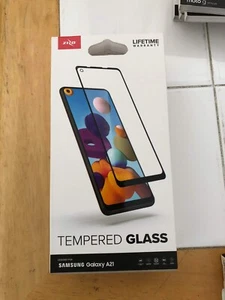ZIZO TEMPERED GLASS Screen Protector for Samsung Galaxy A21 Black Trim - Picture 1 of 2