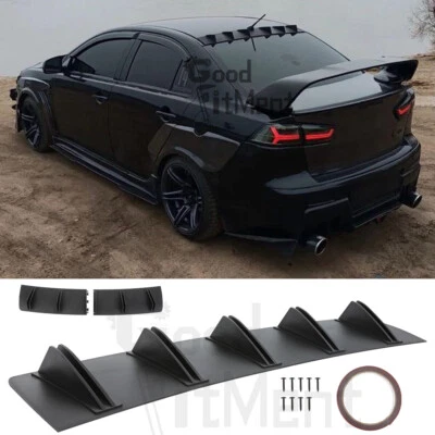 Black Rear Bumper Lip Diffuser 10 Fin Spoiler Decor For Mitsubishi Lancer CJ CF - image 1 of 4