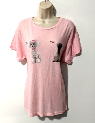 Camiseta para mujer Wildfox Couture Me Vs. You Dog estampada talla S rosa mezcla de poliéster Foto 1 de 4