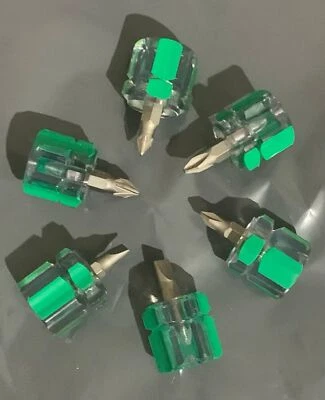 Mini Screwdrivers Set 6 X Stubby Screwdriver 2 X Phillips 2 X Flat 2 X POZI - Image 1 of 3