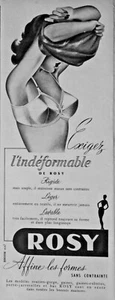 PUBLICITÉ 1954 ROSY EXIGEZ L'INDEFORMABLE SOUTIEN-GORGE GAINES PORTE-JARETELLES - Picture 1 of 1