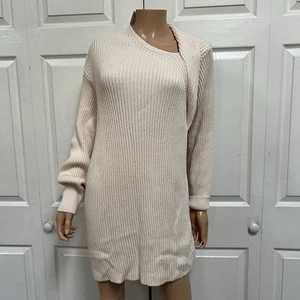 FP Beach Oversized Cream Ribbed Sweater Mini Dress Size S Long Sleeve NWT $78 - Picture 1 of 11