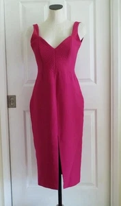 Nicholas Hot Rosa Bombshell Corsé Trapunto Lápiz Hendidura Midi Vestido US6 UK10 $695 - Imagen 1 de 17