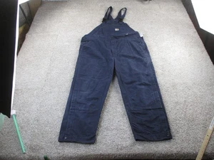 Carhartt FR Bib Overalls Mens 46x30 Navy Canvas Flame Resistant CAT 2 101627-FRM - Picture 1 of 17