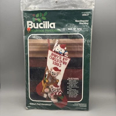 Bucilla 圣诞传家宝长袜 #60637“Baby First Christmas”全新未拆封 — 第 1/4 张图片