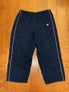 Vintage Nike Track Pants Large Blue Wide Leg Baggy Lined Swoosh Windbreaker Y2K - Picture 1 of 17