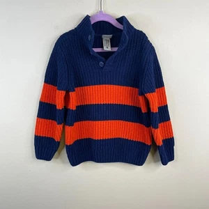 Maglione Hanna Andersson ragazzo tipo rugby maglione a righe 6 7 accogliente ciniglia sportivo - Foto 1 di 11