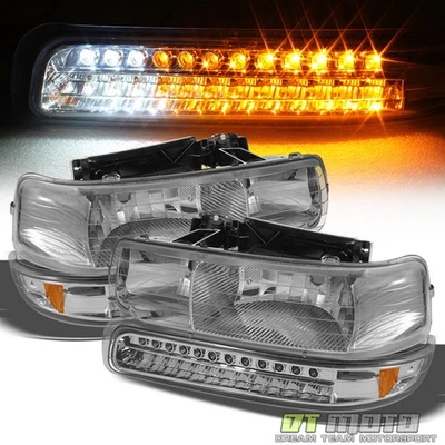 Faros para Chevy Silverado 00-06 Suburban Tahoe 1999-2002 + lámpara LED de señal de parachoques Foto 1 de 4