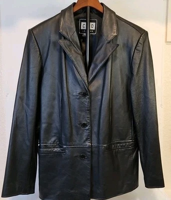 Chaqueta CLIO Mujer 100% Cuero RN-58985 Abotonada Forrada Excelente Estado Talla M Foto 1 de 4