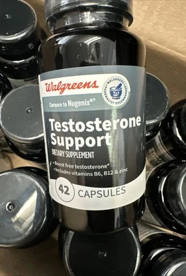 20 Botellas-Walgreens Comparar con Nugenix Test Support + Vitaminas B6 para Hombres 42 Cápsulas Foto 1 de 2