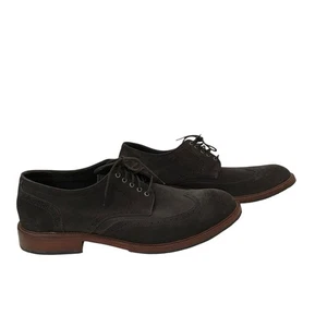 Trask Shoes Mens Wingtip Oxfords Dark Brown Suede Leather Vibram Soles Size 11.5 - Picture 1 of 8