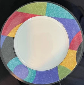 Mikasa CA M5101 Currents Rimmed Geometric Multi Dinner Plate 10-7/8 in 1993-2004 - Picture 1 of 2
