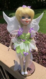Collector’s Vintage Porcelain Disney 14" Tinkerbell Doll & Wood Brass Key Stand