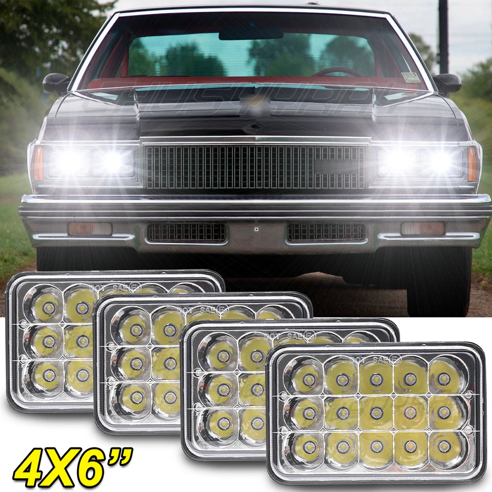 Faros LED de 4x6" pulgadas para Chevrolet Caprice 1977 a 1986 alto/bajo DRL negros Foto 1 de 4