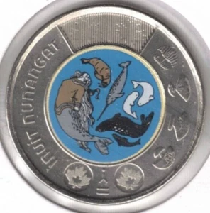 2024 Canadian B/Sin Circular KCIII y Coloreado Inuit Nunangat ¡Moneda de $2 Tonnie! - Imagen 1 de 2