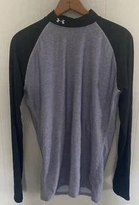 Boy’s Under Armour Sz Youth XL Gray Black Mock Neck Compression Base Layer Top - Picture 1 of 8