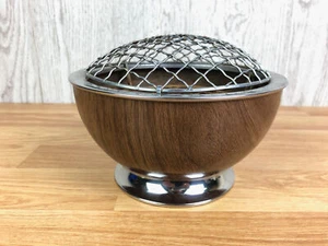 Metal And Wood Effect Rose Bowl 5" Tall - Picture 1 of 8