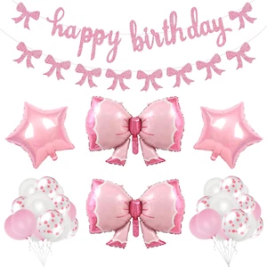 Pink Bow Birthday Party Decorations,Bow Birthday Decorations Girl Bow Theme Birt - Picture 1 of 12