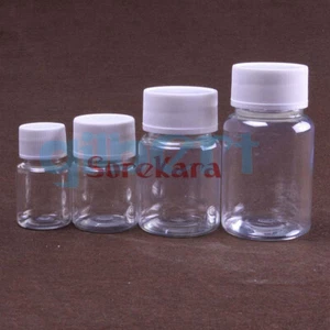 (5) 30/40/50/60/80/150/200ml Clear Plastic Bottle Reagent Sample Vials Lid - Picture 1 of 4