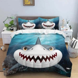 3D Duvet Quilt Covers Bedding Set Dorm Gifts Baby Shark Single Double King - Picture 1 of 10
