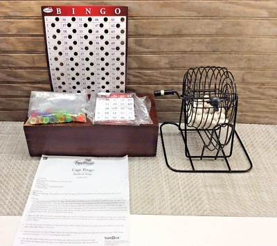 ToysRUs Pavilion Cage Bingo Game Metal Cage 2-Sided Cards Chips 75 Balls - Boxed - Image 1 of 4