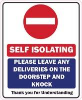 SELF ISOLATING / SELF ISOLATE QUARANTINE  STICKER INDOOR / OUTDOOR. 