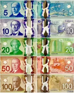 2011-2013 Canadá Set 5 Piezas 5 10 20 50 100 P 106 107 109 110 113 NUEVO UNC Billete - Imagen 1 de 2