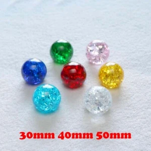 Crack Glass Crystal Ball Glass Beads 30mm 40mm 50mm Decorative Sphere Colorful - Picture 1 of 10