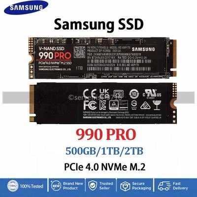 Samsung SSD 990 PRO 500GB 1TB 2TB PCIe 4.0 NVMe M.2 PS5 PC Laptop Computer Lot - Bild 1 von 4