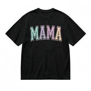 Women's Fashion Soft Comfy Classic T-Shirt Rainbow Mama Letter Cotton Tee - Picture 1 of 6