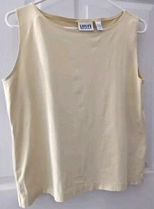 Chicos 2 Sleeveless Pale Yellow Boat Neck Top Blouse Soft Nylon Spandex - Picture 1 of 4