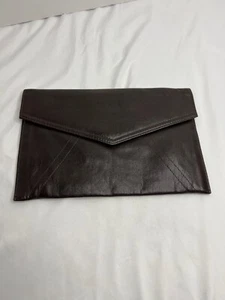 Vintage Leather Envelope Style Evening Clutch Handbag Black - Picture 1 of 6