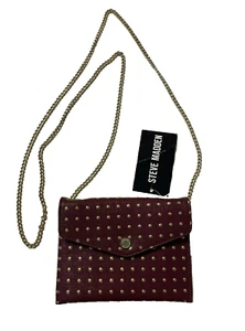 Steve Madden Flat Envelope Wallet on a String - Wine with Gold Chain - Picture 1 of 7