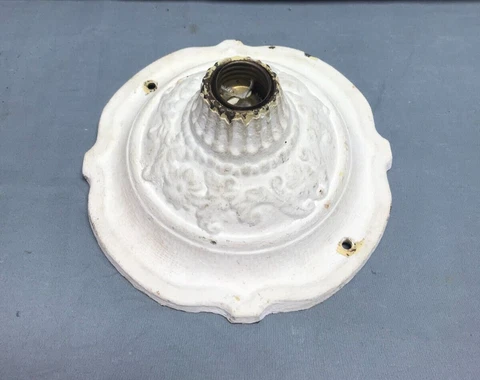 VTG Decorative Single Cast Iron Ceiling Flush Mount Light Fixture Old 501-23B Cover