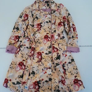 Joe Browns Trench Coat 14 Floral Print Womens Long Sleeve Belted Zip Up Collared - Picture 1 of 11