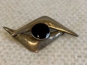 TASCO  Atomic 1950’s TC-132 Mexico Sterling Silver 925 and black stone brooch - Picture 1 of 8