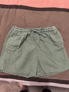  Old Navy Sze 4T Green Linen Blend Pull On Shorts Pockets Elastic Waist - Picture 1 of 3